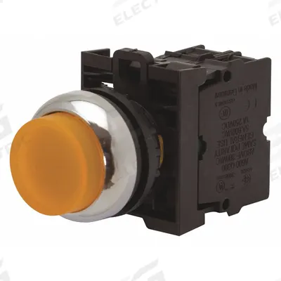 EATON Extended Push Button: Amber, 22 mm Mounting Size, Non-Metallic - Illuminated Extended-Length Push-Button Operators