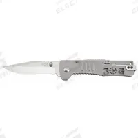 SOG Folding Knife: 3 1/4 in Blade Lg, 4 1/4 in Closed Lg, 7 1/2 in Overall Lg, Stainless Steel (MPN SJ31-CP). Key specifications — attr307537: Stainless Steel; attr307538: Yes; attr324882: SOG.