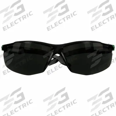 SECUREFIT Safety Glasses: Anti-Fog, Frameless, Black/Green Frame Color - Standard Welding Safety Glasses