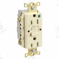 HUBBELL GFCI Receptacle: Hospital Grade, Duplex, 5-15R, Ivory, GFCI, 125V AC, 15 A, 2 Pole / 3 Wire (MPN GFR82I)