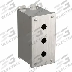 HAMMOND Push Button Enclosure: 22mm, 3 Holes, 304 Stainless Steel, NEMA 4/4X (MPN 1437MSSC). Key specifications — Brand: HAMMOND; Environments & Applications: Washdown-Corrosion-Resistant.