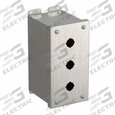 HAMMOND Push Button Enclosure: 22mm, 3 Holes, 304 Stainless Steel - Enclosures for 22mm Operators