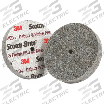 SCOTCH-BRITE Unitized Wheel: 2 in Dia x 1 in W, 1/4 in Arbor Hole, Ceramic, Medium - Cool-Cutting Light Deburring & Finishing Wheels for All Materials
