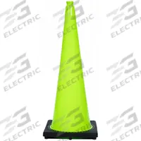 Traffic Cone: MUTCD/NCHRP-350, 36 in Cone Ht, Green, Non-Reflective, PVC, Blank, 10 lb Base Wt (MPN RS90045CT-LIME). Key specifications — Base Color: Black; Brand: APPROVED VENDOR; Cone Material: PVC; Legend: Blank; Includes: Grip Top.