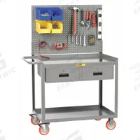 LITTLE GIANT Mobile Workstation: 1,200 lb, 2 Shelves, Overall Dim. 42 in L x 24 in W x 59 1/2 in H (MPN MW2436-5TL2DRPB). Key specifications — Brand: LITTLE GIANT; Caster/Wheel Configuration: (2) Rigid; Handle Type: Flat.