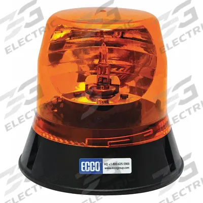 ECCO Rotating Beacon: Rotating Beacon, Amber, 5 11/16 in Overall Ht, Halogen - Vehicle Rotating Beacons