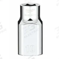 MILWAUKEE Standard Socket: Metric, 1/2 in Drive Size, 10 mm Socket Size, 6-Point, Std, Chrome (MPN 45-34-9111). Key specifications — attr1204417: MILWAUKEE; attr1204392: Chrome.