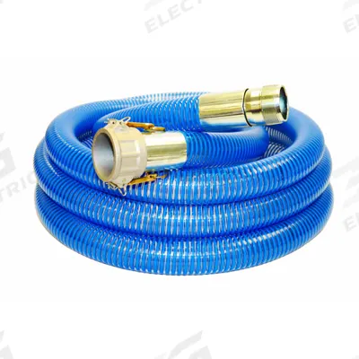 KURIYAMA Suction and Discharge Hose: 3 in Hose Inside Dia., 65 psi, Blue/Clear - PVC Water Suction & Discharge Hose Assemblies with PVC Helix Reinforcement