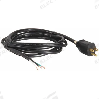 APPROVED VENDOR Power Cord: 12 ft Lg, 3/18, 5-15P Plug, Bare Wire Receptacle, SJT, PVC - General Purpose Power Cords