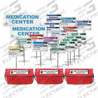 DISASTER MANAGEMENT SYSTEMS Mass Vaccination POD Flag and Banner Kit: 17 1/2 in Overall Wd (MPN DMS-05863F). Key specifications — Brand: DISASTER MANAGEMENT SYSTEMS; Product Type: Mass Vaccination POD Flag and Banner Kit; Includes: (16) 82 in Maximum Height Telescopic Poles.