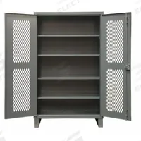 DURHAM MFG Storage Cabinet: 48 in x 24 in x 78 in, 4 Adj Shelves, Swing Handle & Padlock Hasp, Legs (MPN HDCV244878-4S95). Key specifications — Brand: DURHAM MFG; Body Panel Type: Ventilated; Base Type: Legs; Cabinet Color: Gray; Frame Assembled: Assembled.