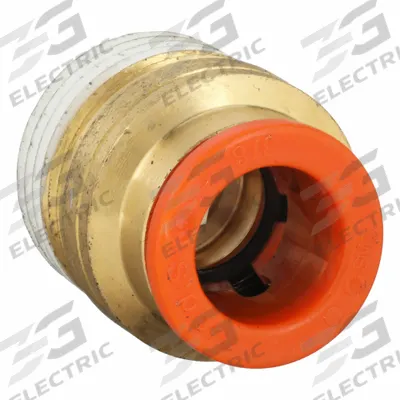 SMC Push-Fit Adapter Fitting: 3/8 in OD x 3/8 in Pipe Size, Push-to-Connect x MNPT - Polybutylene & Brass Tube Fittings