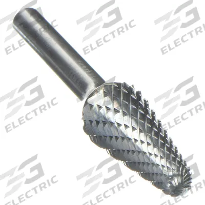 WIDIA METAL REMOVAL Carbide Bur: Ball-Nosed Cone, SL-4, Double Cut, 1/2 in x 1 1/4 in Head - Double-Cut Ball-Nosed Cone Burs