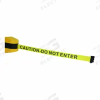 APPROVED VENDOR Wall Mounted Retractable Belt Barrier: Magnet, 30 ft Belt Lg, Caution Messaging (MPN 828LJ6). Key specifications — attr981520: Black; attr981527: Black/Yellow; attr193646: APPROVED VENDOR; attr981511: Yellow.