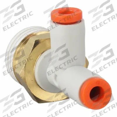SMC Push-Fit Tee Fitting: 1/4 in Pipe x 1/8 in OD x 1/8 in OD Size, 35 29/32 mm Overall Lg - Polybutylene & Brass Tube Fittings