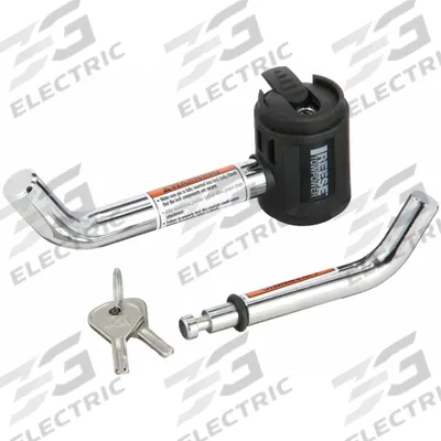 REESE Receiver Lock: Dual Bent Pin, Silver, 1/2 in and 5/8 in Dual Bent Pin/(2) Keys - Receiver Locks