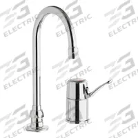 CHICAGO FAUCETS Gooseneck Bathroom Faucet: 2302, Cast Brass, Polished Chrome Finish, Centerset (MPN 2302-E72ABCP). Key specifications — Includes: Mounting Hardware; Brand: CHICAGO FAUCETS; Series: 2302.