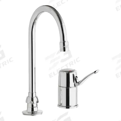CHICAGO FAUCETS Gooseneck Bathroom Faucet: 2302, Cast Brass, Polished Chrome Finish - Off-Centered Handle Bathroom Faucets