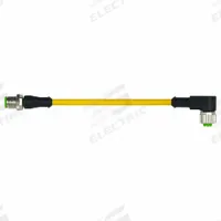 Cordset: M12 Male Straight X M12 Female Right Angle, 4 Pins, Yellow, PUR, 1 m Cable Lg (MPN 7000-40121-0340100). Key specifications — Cable Jacket Color: Yellow; End 1 Gender: Male; End 1 Mounting Orientation: Straight; End 2 Gender: Female; End 2 Mounting Orientation: Right Angle; End 2 Connection Type: M12; IP Rating: IP65; Brand: MURRELEKTRONIK.