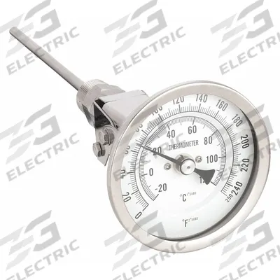 APPROVED VENDOR Dial Thermometer: 0°F to 250°F /-20°C to 120°C, 6 in Stem Lg - Adjustable-Angle Thread-Mount Dial Thermometers