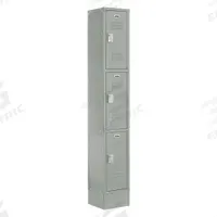LOCKUP Wardrobe Locker: 12 in x 18 in x 82 in, Louvered, 3 Tiers, 1 Units Wide, Electronic Keypad (MPN LUPE-1W3T-LV1S-02-31-A). Key specifications — Brand: LOCKUP; Locker Color: Gray; Door Type: Louvered; Locker Material: Steel; Assembled: Assembled; Number Plate Included: No.