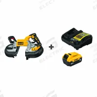 DEWALT Band Saw Kit: 1 Battery, 1 Charger, 44 7/8 in Blade Lg, 5 in Cutting Lg - Max, Brushless (MPN DCS376B/DCB205C). Key specifications — attr1169930: Dual Trigger Not Included.