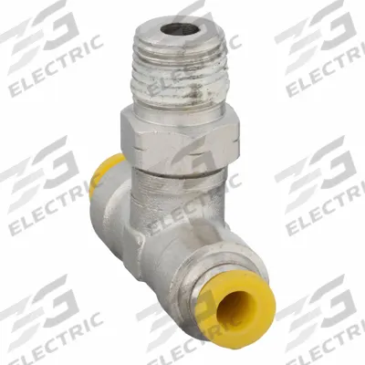 PARKER Push-Fit Tee Fitting: 4 mm OD x 4 mm OD x 1/8 in Pipe Size, Brass - Nickel-Plated Brass Tube Fittings