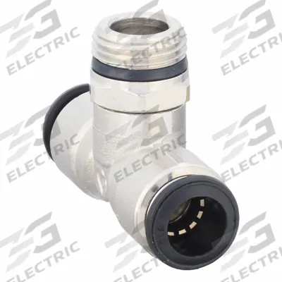AIGNEP USA Push-Fit Tee Fitting: 12 mm OD x 12 mm OD x 3/8 in Pipe Size, Nickel, Silver - Nickel-Plated Brass Tube Fittings