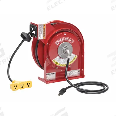 REELCRAFT Extension Cord Reel: Ratchet Lock, 45 ft Cord Lg, 12 AWG, SJEOOW, 5-15R Cord Lg - Self-Retracting Cord Reels