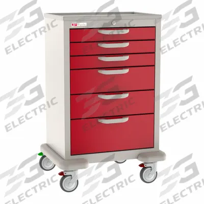 METRO General Medical Supply Cart with Drawers: Polymer/Steel, (2) Swivel/(2) Swivel with Brake - General Medical Supply Carts with Drawers