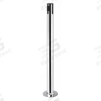 TENSABARRIER Single Belt Receiver Post: Round Flat, 36 1/2 in Post Ht, Silver, Stainless Steel, Flat (MPN 889F-3P-3P-RCV). Key specifications — Brand: TENSABARRIER; Post Color: Silver; Post Material: Stainless Steel; Base Material: Stainless Steel; Base Shape: Flat.