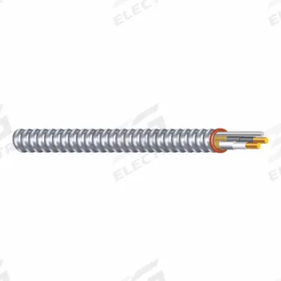 SOUTHWIRE Metal Clad Cable: 14 AWG, 2 Conductors, Copper, 50 ft, Aluminum, Std - Armored Cables with Bonded Aluminum Wires