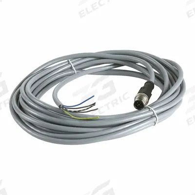 TELEMECANIQUE SENSORS Cordset: M12 Male Straight X Bare Wire, 5 Pins, Gray, PVC, 5 m Cable Lg - Single-Ended Cordsets with PVC Jacket for Flexing Applications