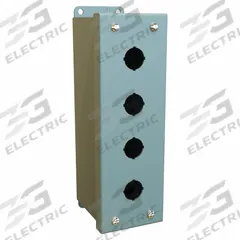 HAMMOND Push Button Enclosure: 22mm, 4 Holes, Carbon Steel, NEMA 12/13 (MPN MPB4). Key specifications — Brand: HAMMOND; Environments & Applications: Oil-Tight and Dust-Tight.