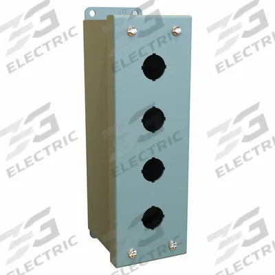 HAMMOND Push Button Enclosure: 22mm, 4 Holes, Carbon Steel - Enclosures for 22mm Operators