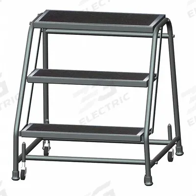 BALLYMORE Step Stool: 2.4 ft Overall Ht, 450 lb Load Cap, 3 Steps, Steel - Rolling Step Stools
