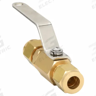 APPROVED VENDOR Manual Two-Way Ball Valve: 3/8 in, Brass, Straight, Compression x Compression - Mini Brass Ball Valves