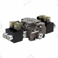 HYDRO CUSTOM Hydraulic Manifold Valve: Four-Way / Three Positions, 13 gpm Flow Rate - Max (MPN 228319). Key specifications — Actuation Mechanism: Electrical; Port Connections: Work; Spool Action: Spring Center To Neutral; Work Connection Size: #10; Work Connection Type: SAE O-Ring Boss; Brand: HYDRO CUSTOM.