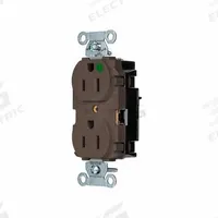 HUBBELL Receptacle: Hospital Grade, Duplex, 5-15R, Brown, 125V AC, 15 A, 2 Pole / 3 Wire (MPN 8200ST)