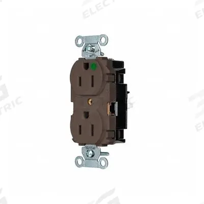 HUBBELL Receptacle: Hospital Grade, Duplex, 5-15R, Brown, 125V AC, 15 A - General Purpose Receptacles