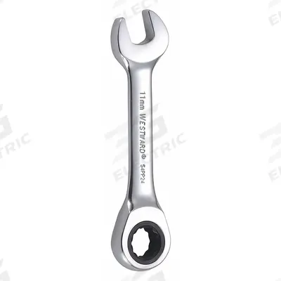 WESTWARD Combination Wrench: Alloy Steel, Chrome, 11 mm Head Size, 4 in Overall Lg - Metric 12-Point Ratcheting Combination Wrenches