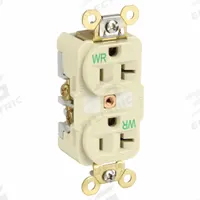 HUBBELL Receptacle: Duplex, 5-20, Ivory, 125V AC, 20 A, 2 Pole / 3 Wire (MPN HBL5362IWR)