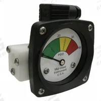 MIDWEST INSTRUMENT 3-Color Differential Pressure Indicator: 1,000 psig Max. Static Pressure, 522 (MPN 522P-050V-LE). Key specifications — Brand: MIDWEST INSTRUMENT; Accuracy: ±5% of Full Scale; Sensor Material: Viton; Housing Material: Acetal Plastic; Transition Points: 0 psid to 20 psid (Green) / 20 psid to 30 psid (Yellow) / 30 psid to 50 psid (Red).