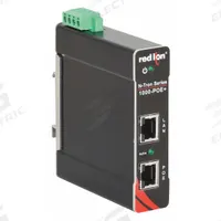RED LION Ethernet Switch: Unmanaged, DIN Rail, 2 Ports, RJ45, 10/100/1000 Base-TX (MPN 1000-POE+). Key specifications — Port Type: RJ45; Manufacturer Part Number: 1000-POE+; Brand: RED LION; Features: LED PoE Status Indication; Maximum Input Voltage: 30V DC; Mounting Location: DIN Rail; Network Interface: 10/100/1000 Base-TX.