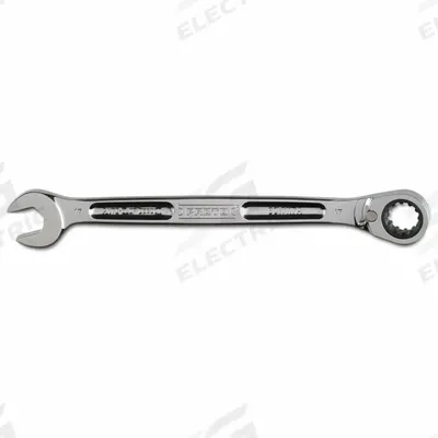 PROTO Combination Wrenches: Alloy Steel, Full Polish Chrome, 17 mm Head Size - Metric Spline Ratcheting Combination Wrenches