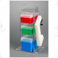 Lab Bench Vertical Organizer: 6 3/4 in Overall Wd, 12 1/4 in Overall Ht, PETG, Clear, 3 Compartments (MPN 3VTORG-BRK). Key specifications — Material: PETG; Mounting Location: Benchtop; Color: Clear; Product Type: Lab Organizer; Total Holding Capacity: Pipette Tips; Brand: POLTEX.