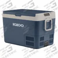 IGLOO Active Cooler: Blue, 89 Cans, 62 qt Cooler Capacity, 28 3/8 in x 17 3/8 in x 18 1/2 in (MPN 00050733). Key specifications — Brand: IGLOO; Input Voltage: 12/24V DC; Drain Plug: Not Included; Wheels Included (FILTER): No.