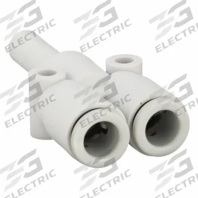 SMC Push-Fit Wye Fitting: 6 mm OD x 6 mm OD x 6 mm OD Size, Polybutylene Terephthalate - Polybutylene & Brass Tube Fittings