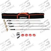 ZIPWALL Dust Barrier System: Telescoping Pole, Telescoping, 4.58 ft Min Extension Ht, 3.5 in Wd (MPN SLP4). Key specifications — Product Type: Telescoping Pole; Material: Stainless Steel; Color: Black/Red/Silver; Includes: Carry Bag; Brand: ZIPWALL.