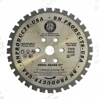 BN PRODUCTS USA Circular Saw Blade: 7 in Dia, 32 Teeth, 0.076 in Cutting Wd, 3/4 in Arbor Size (MPN RB-BNCE-50). Key specifications — attr114307: Carbide Tipped.